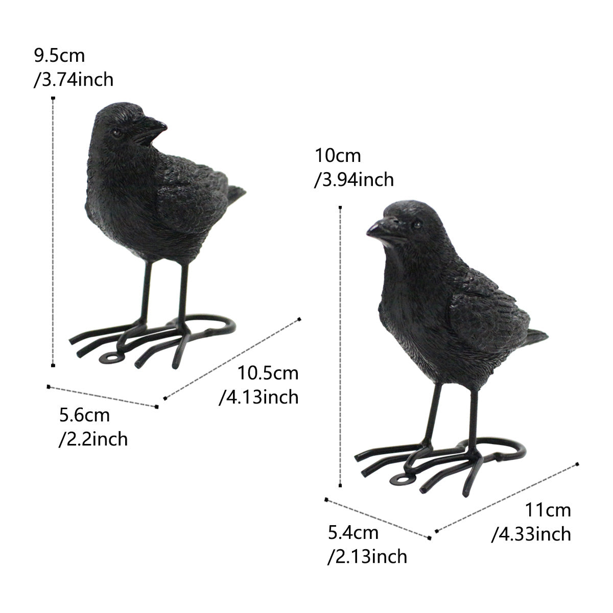 Halloween Realistic Resin Crow Sculpture - Gothic Garden Decor & Artistic Home Ornament